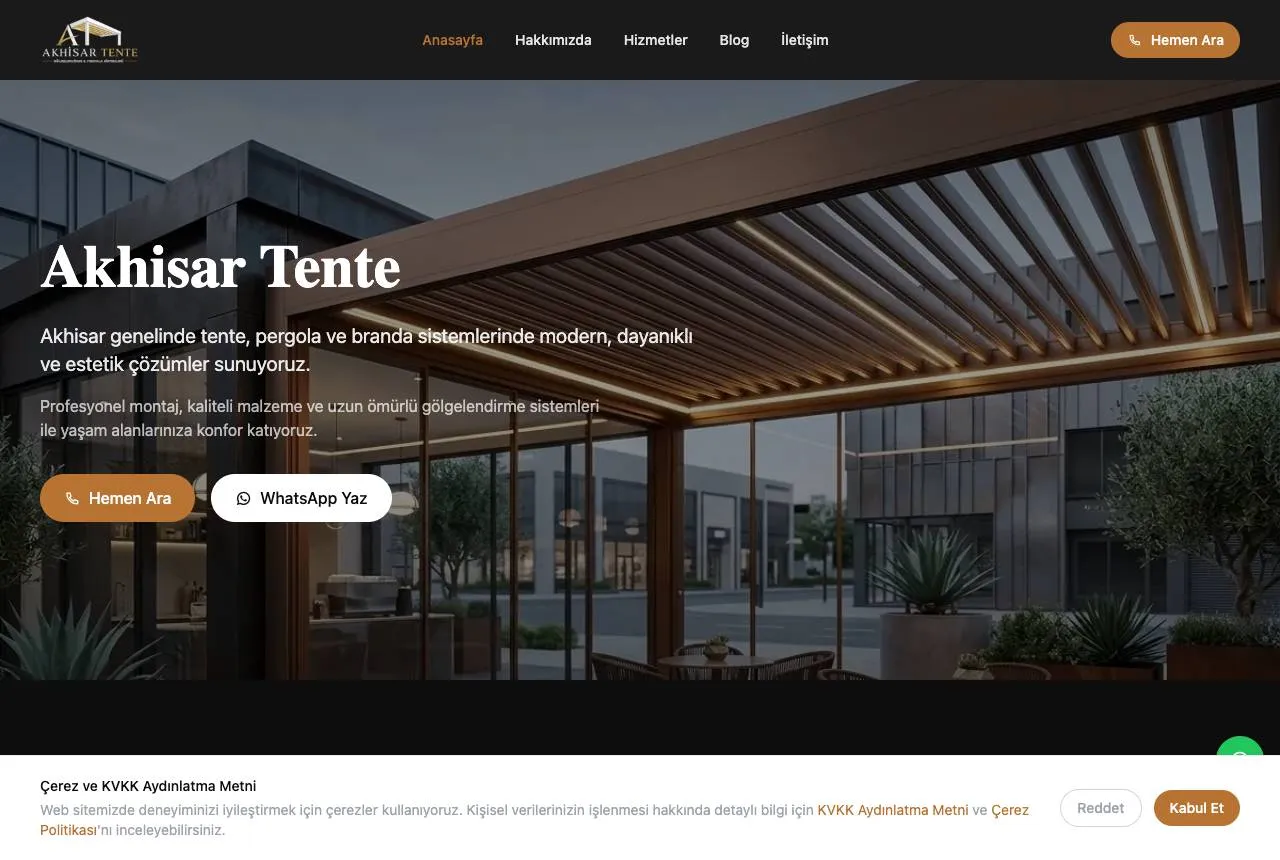 akhisartente.com web sitesi