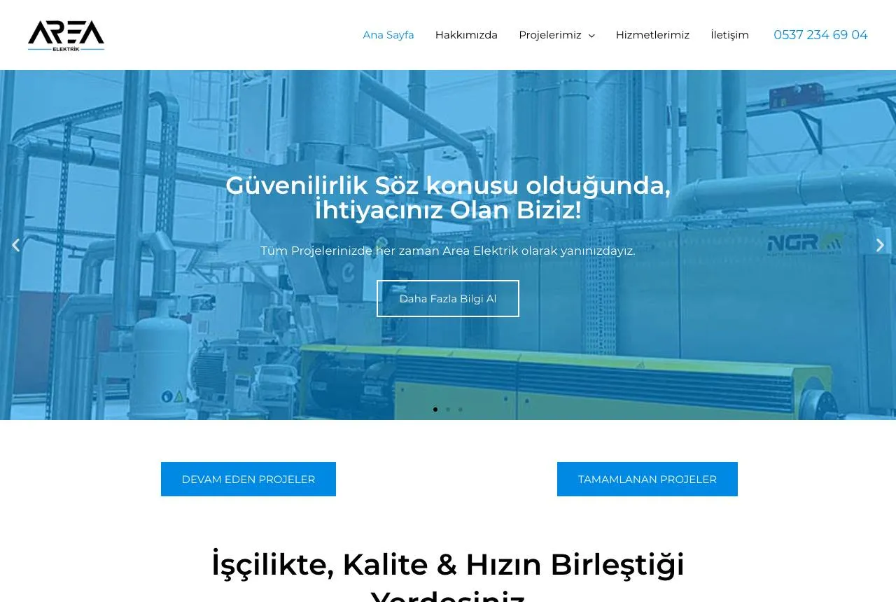 Area Elektrik — Balkı Digital tarafından geliştirilen web sitesi