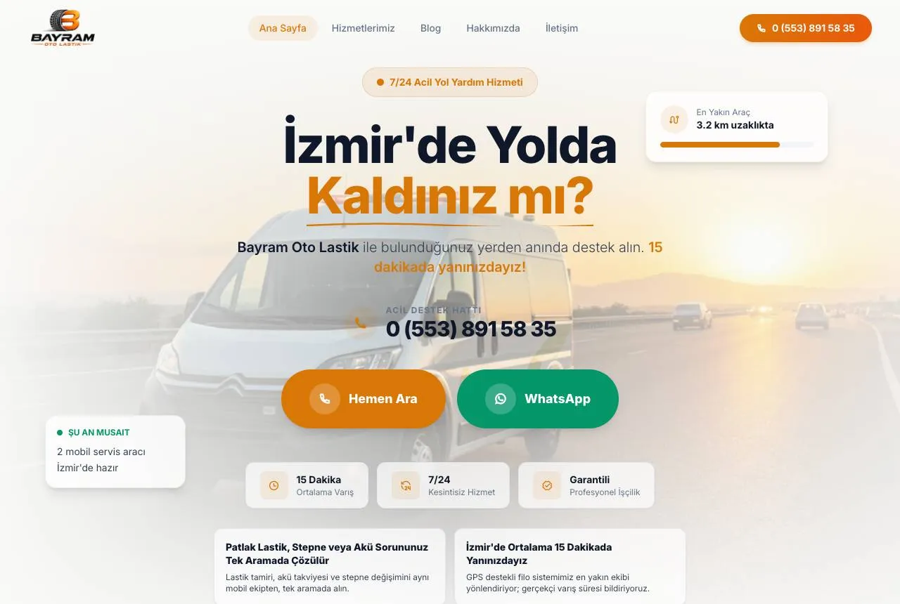 Bayram Oto Lastik — Balkı Digital tarafından geliştirilen web sitesi