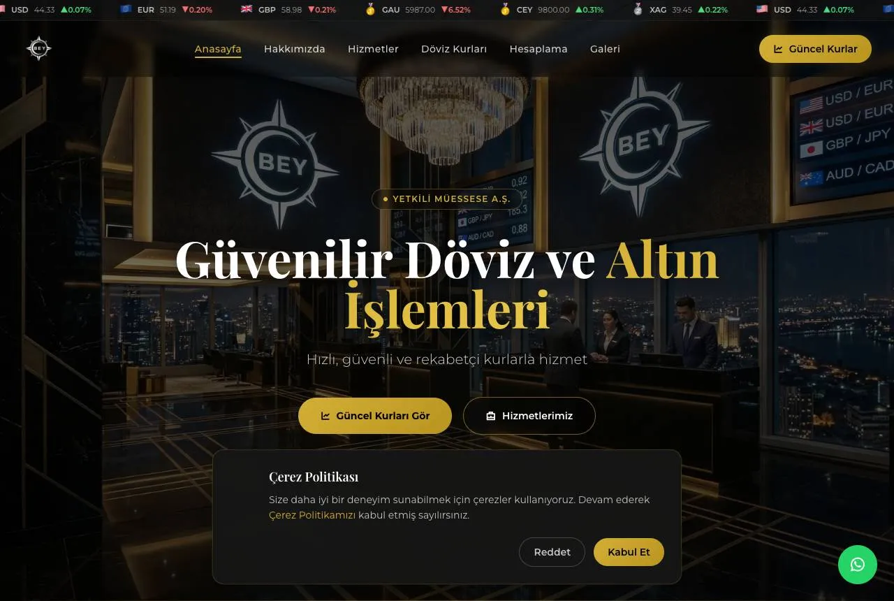 Bey Döviz web sitesi