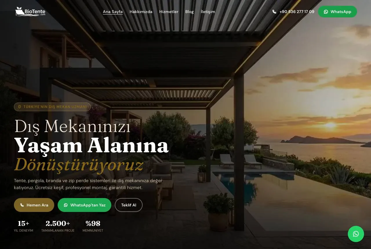 biotente.com — Balkı Digital tarafından geliştirilen web sitesi