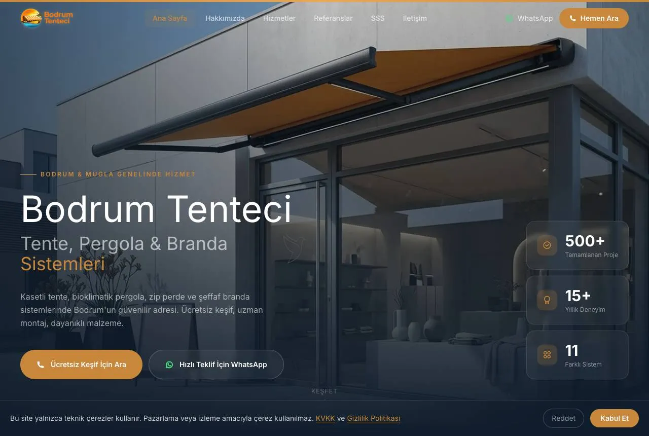 bodrumtenteci.com — Balkı Digital tarafından geliştirilen web sitesi