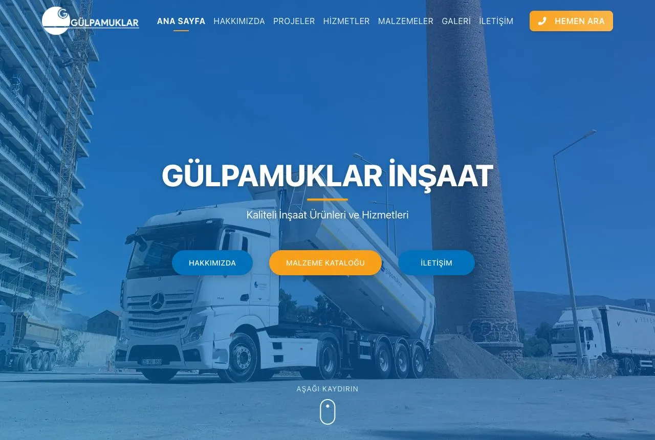 Gülpamuklar İnşaat web sitesi