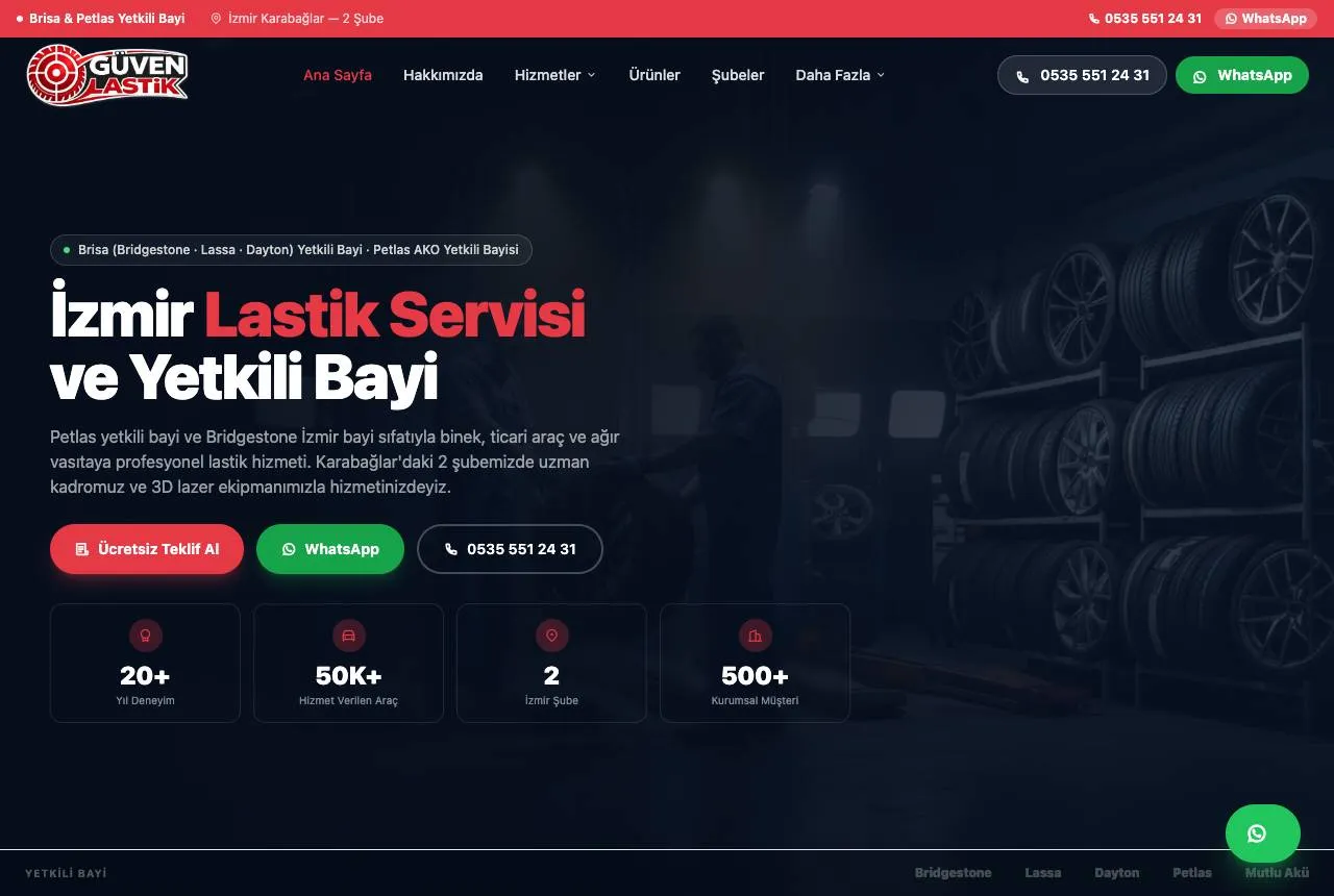 Güven Lastik & Jant web sitesi