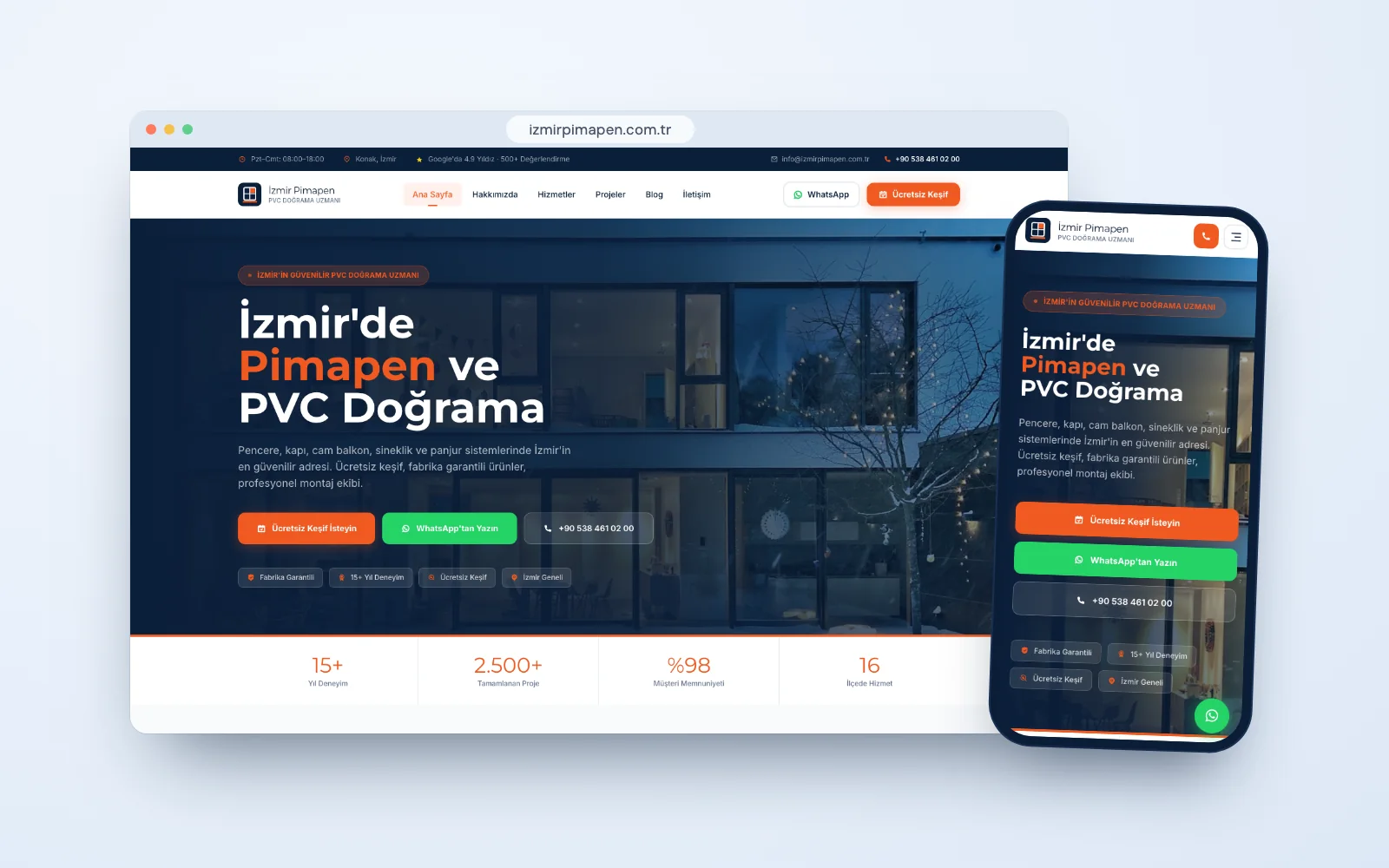 İzmir Pimapen web sitesinin ana sayfası
