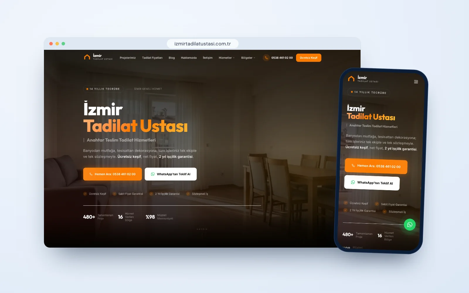 İzmir Tadilat Ustası web sitesinin ana sayfası