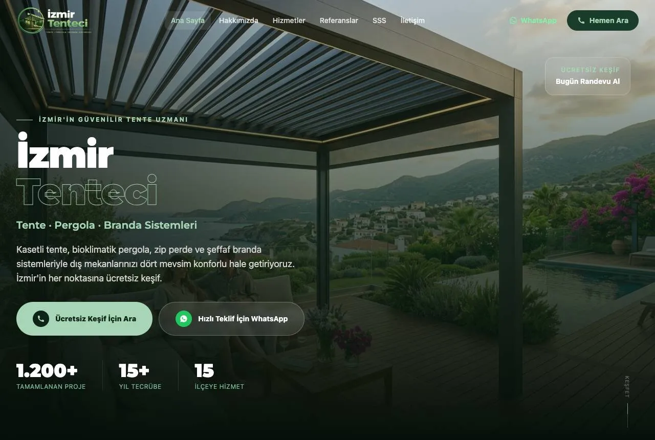 izmirtenteci.com — Balkı Digital tarafından geliştirilen web sitesi