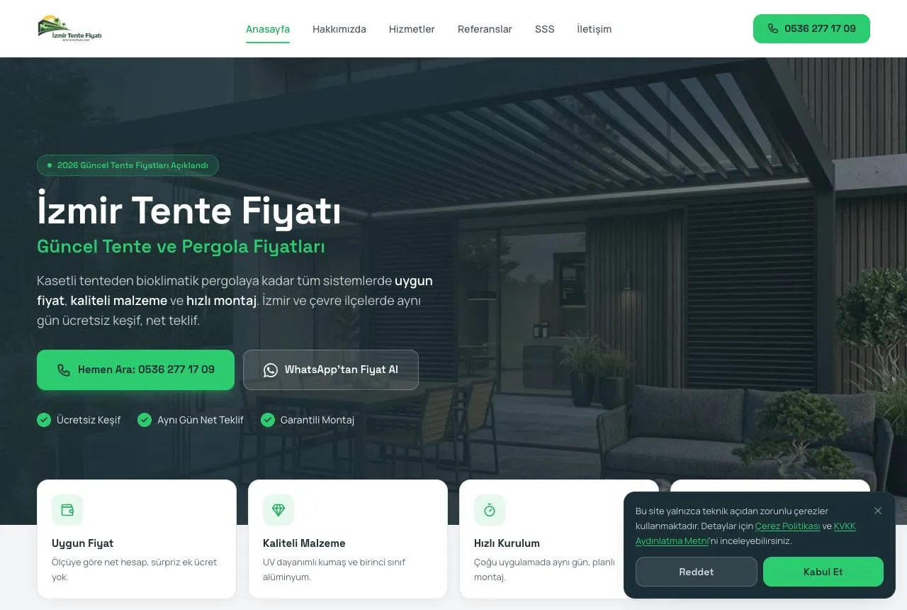 izmirtentefiyati.com — Balkı Digital tarafından geliştirilen web sitesi
