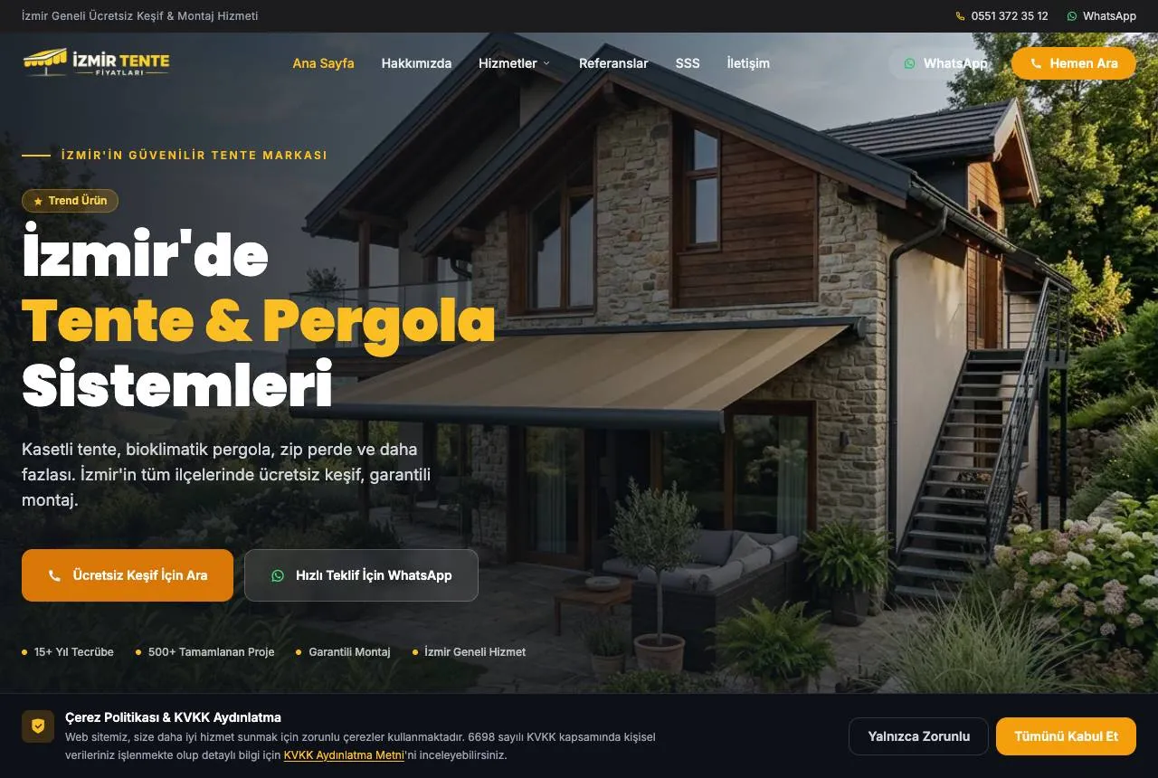 izmirtentefiyatlari.net — Balkı Digital tarafından geliştirilen web sitesi