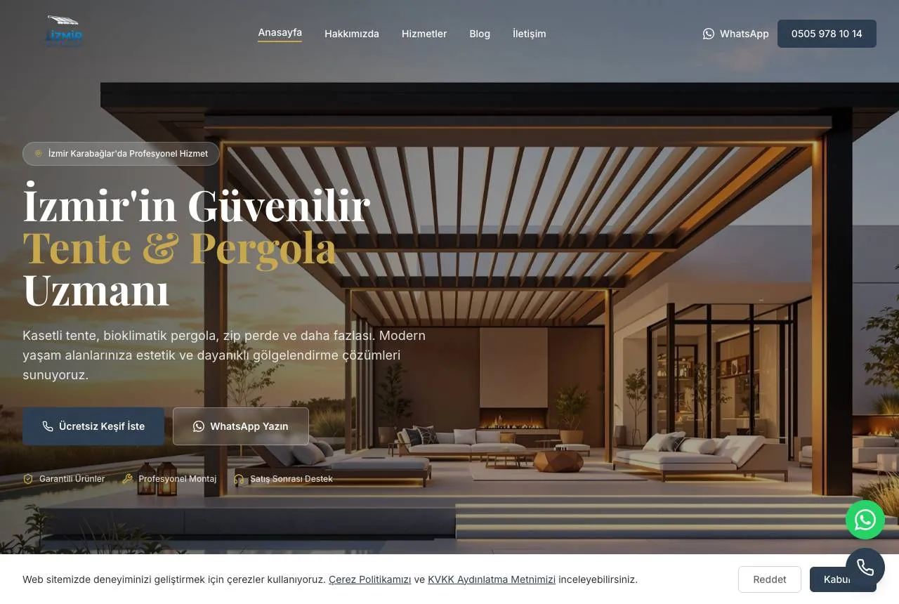 izmirtentesan.com — Balkı Digital tarafından geliştirilen web sitesi