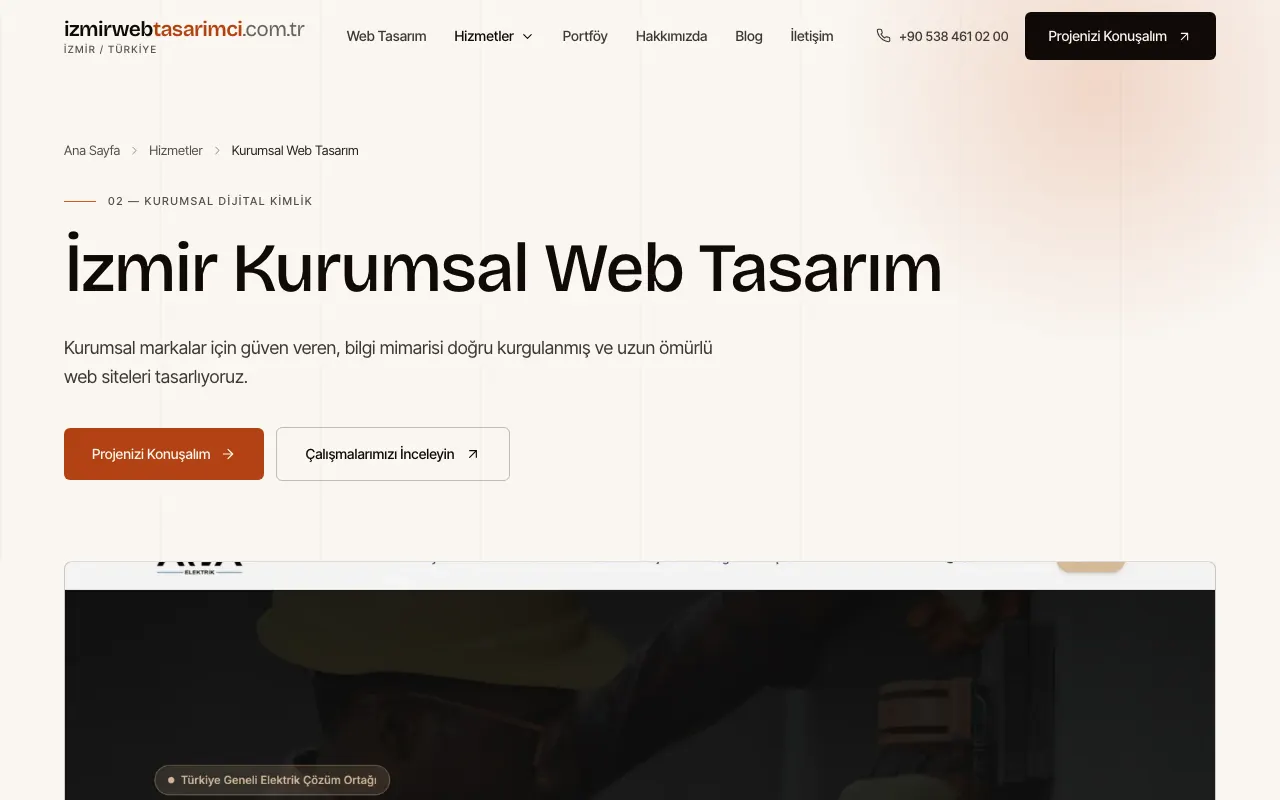 İzmir Web Tasarımcı web sitesinden bir iç sayfa