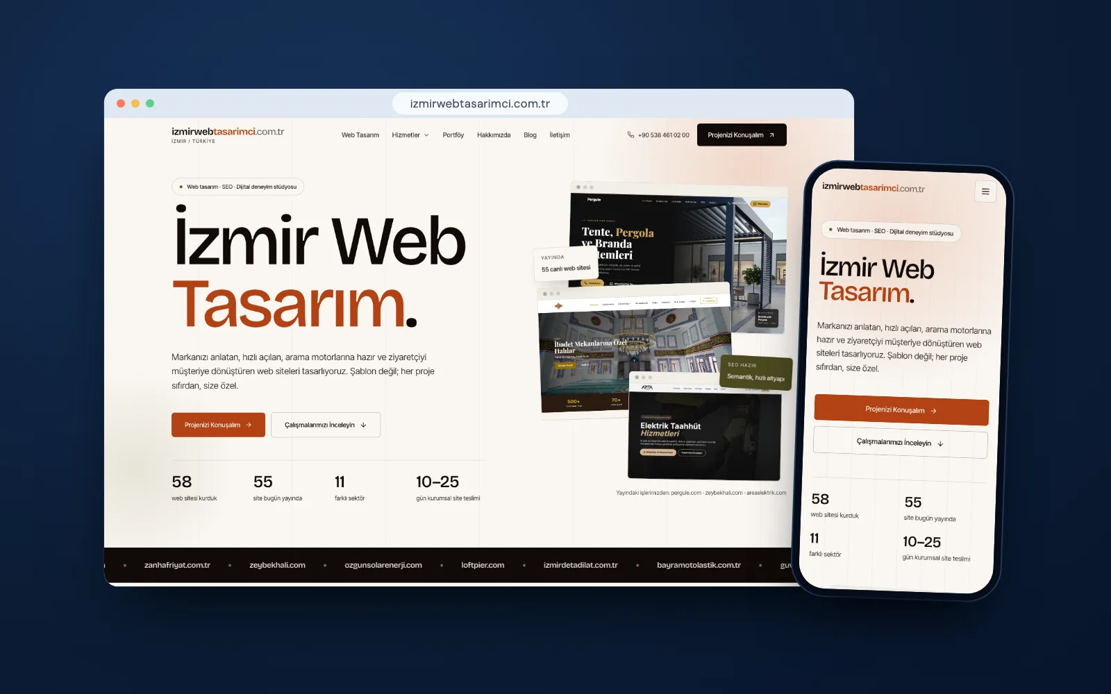 İzmir Web Tasarımcı web sitesinin ana sayfası