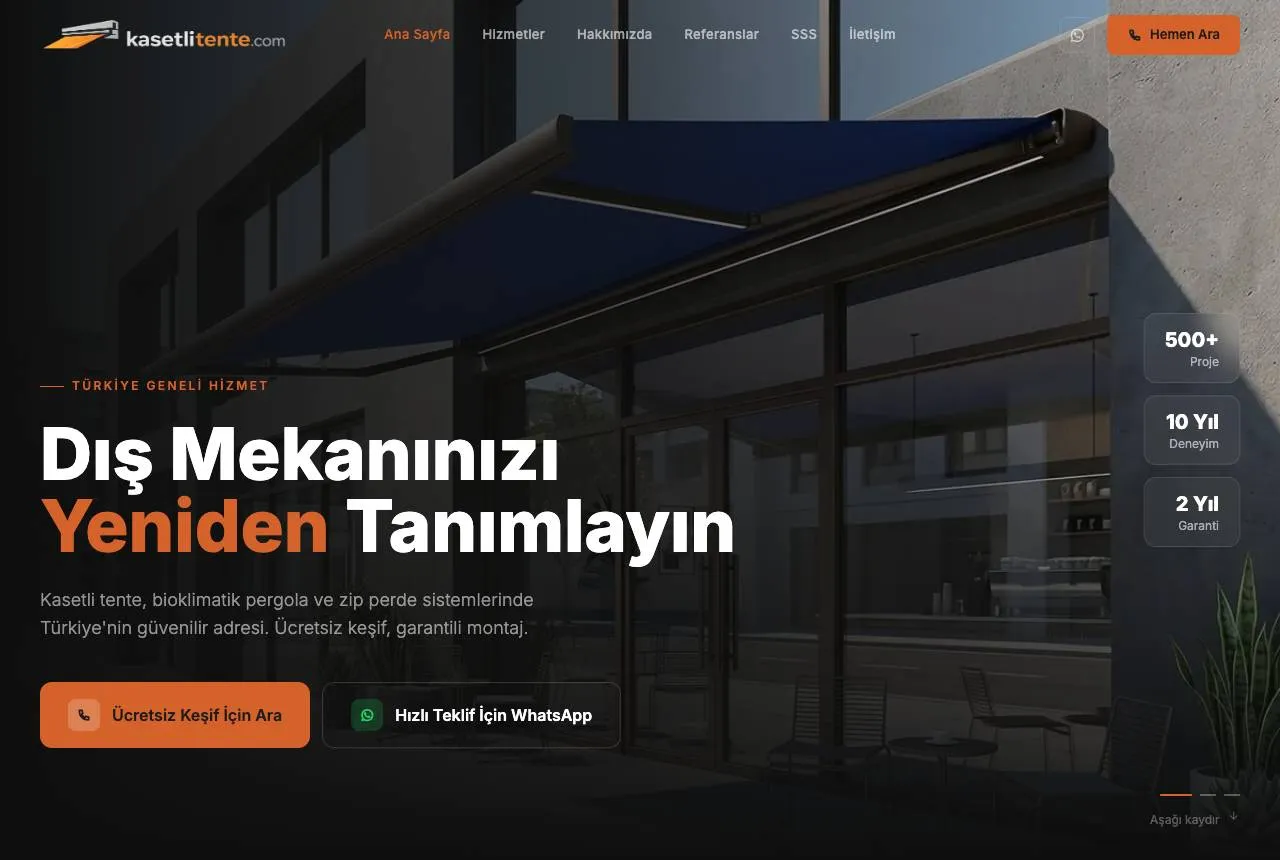 kasetlitente.com — Balkı Digital tarafından geliştirilen web sitesi
