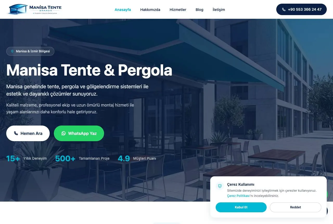 manisatentebranda.com — Balkı Digital tarafından geliştirilen web sitesi