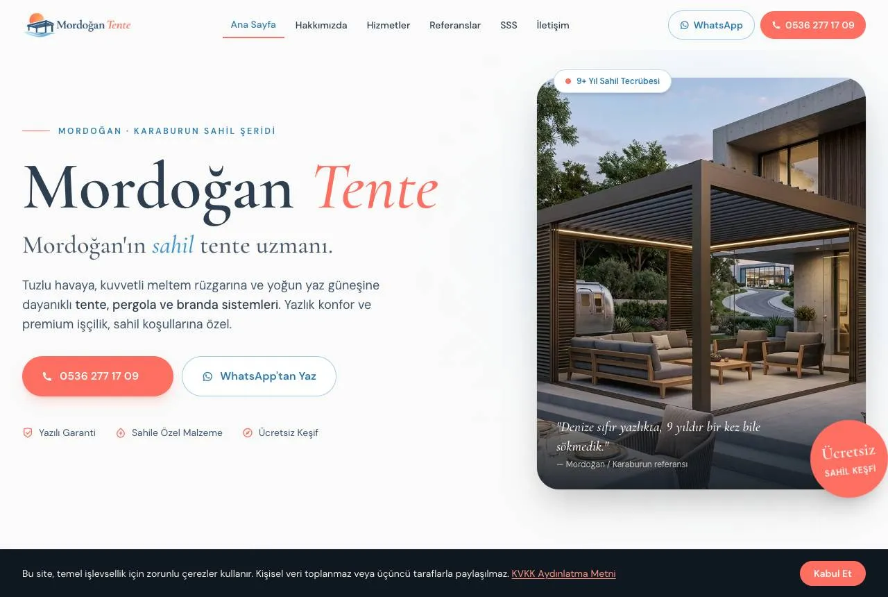 mordogantente.com — Balkı Digital tarafından geliştirilen web sitesi