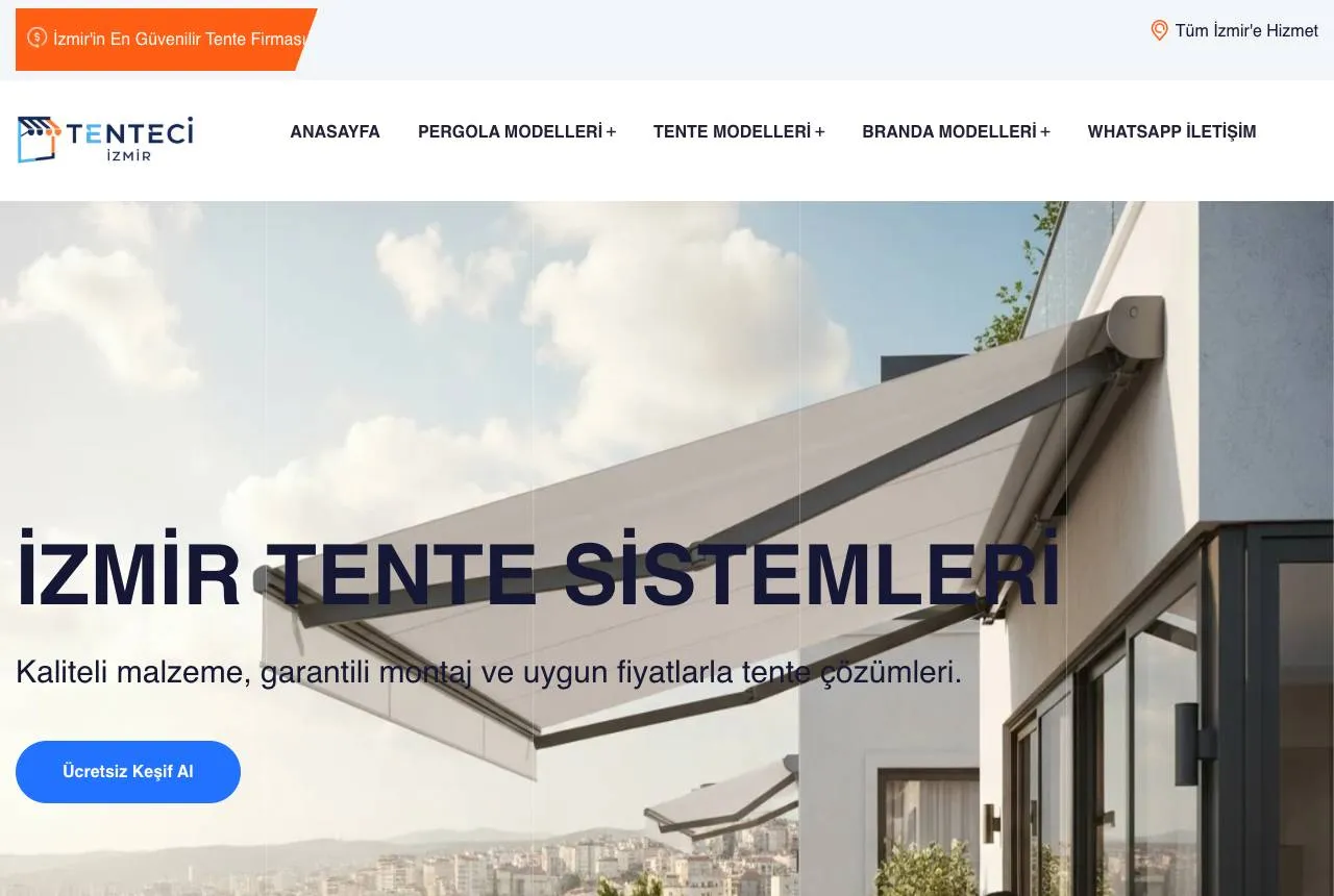 tenteciizmir.com — Balkı Digital tarafından geliştirilen web sitesi