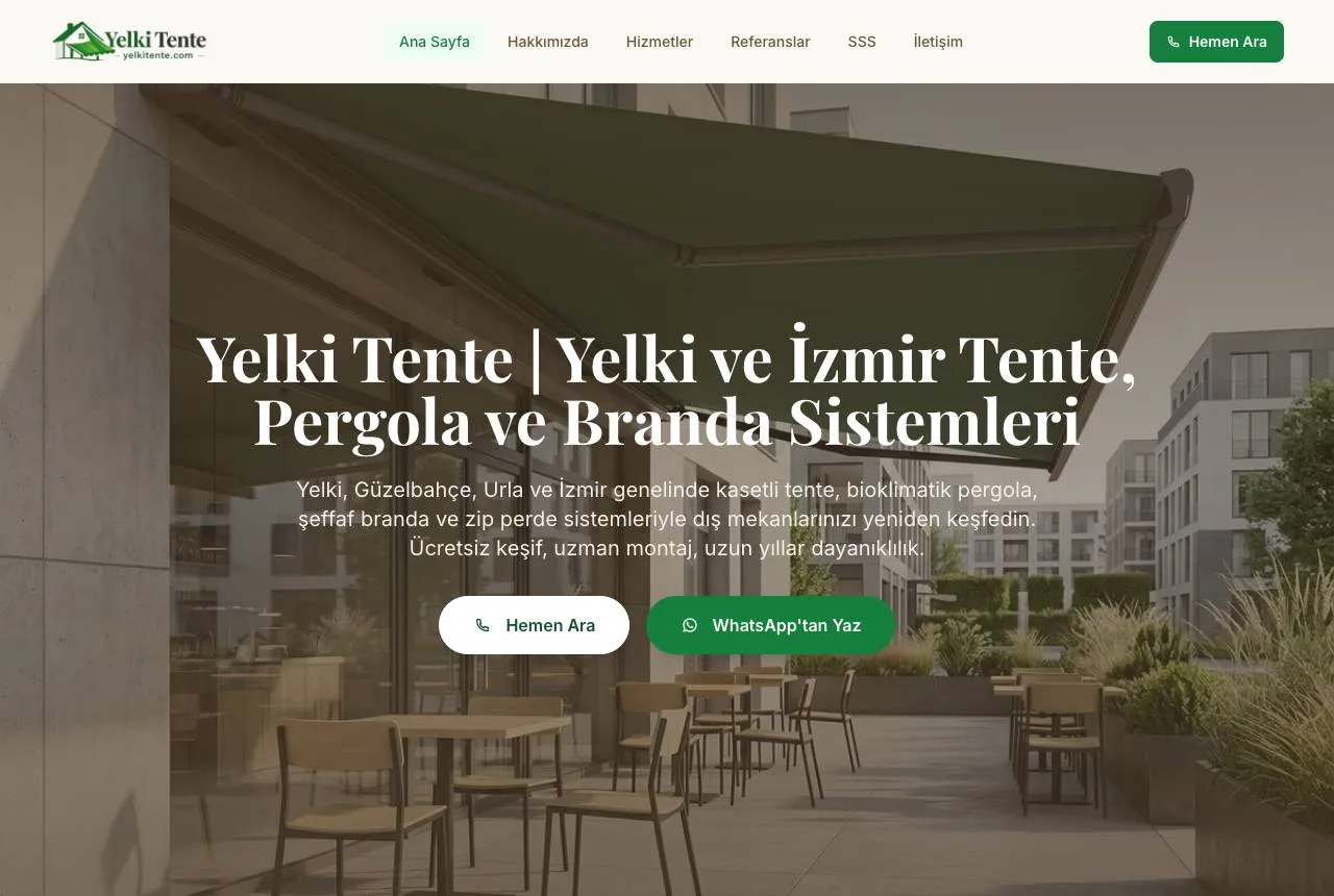 yelkitente.com — Balkı Digital tarafından geliştirilen web sitesi