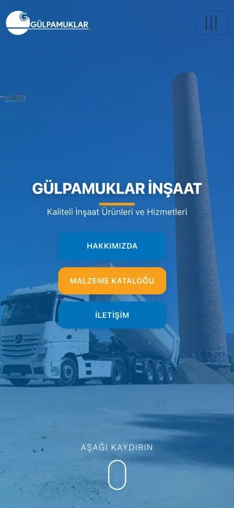 Gülpamuklar İnşaat web sitesinin telefondaki görünümü