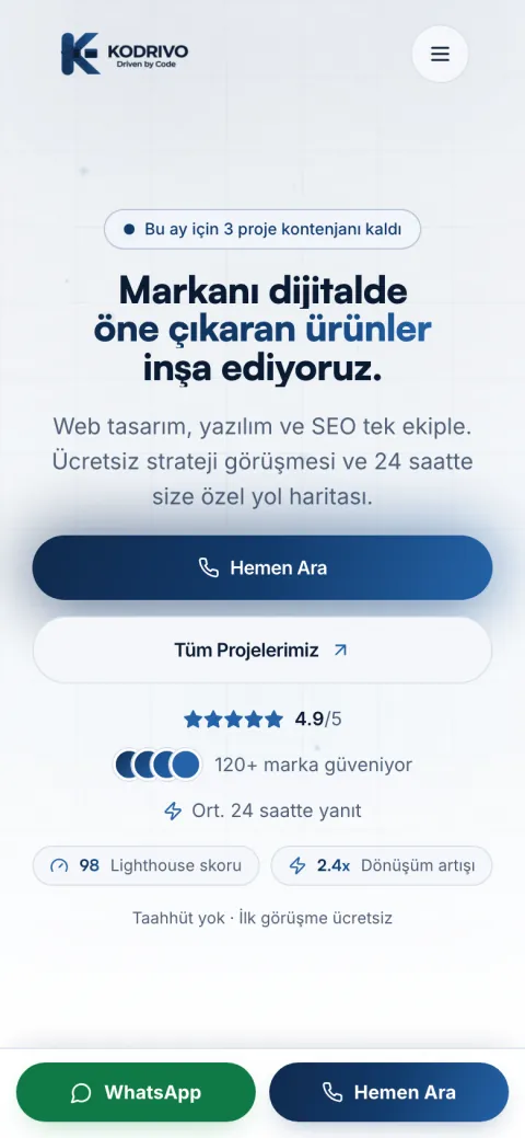 Kodrivo telefondaki görünümü